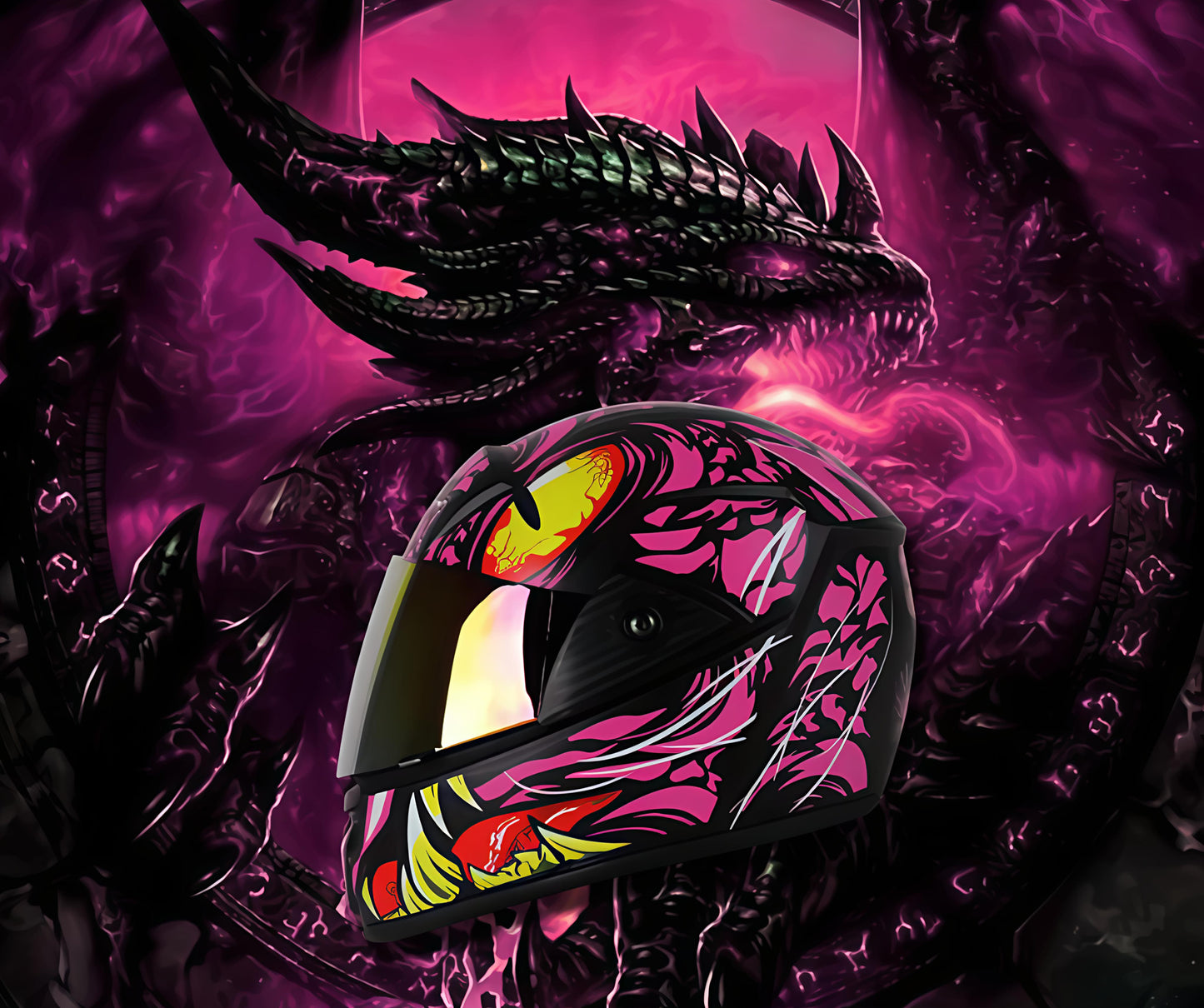 Shadow Venom Helmet – Futuristic Neon Full-Face Helmet (Pink Edition)