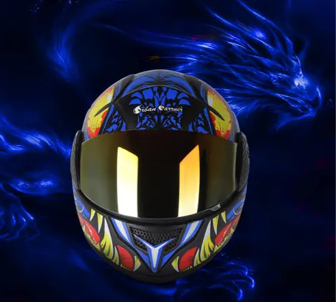 Glacier Fang Helmet – Futuristic Neon Full-Face Helmet (Blue Edition)
