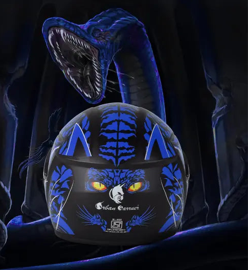 Glacier Fang Helmet – Futuristic Neon Full-Face Helmet (Blue Edition)