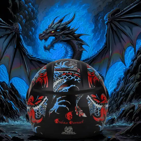Ice Dragon Phantom Motorcycle Helmet – Frost-Blue Full-Face Armor