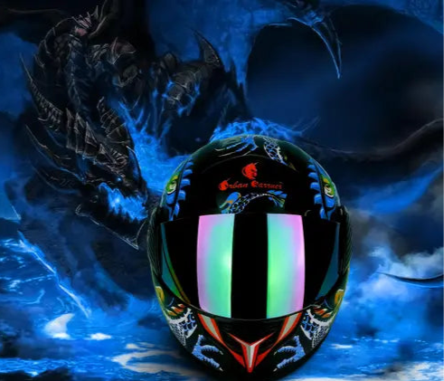Ice Dragon Phantom Motorcycle Helmet – Frost-Blue Full-Face Armor