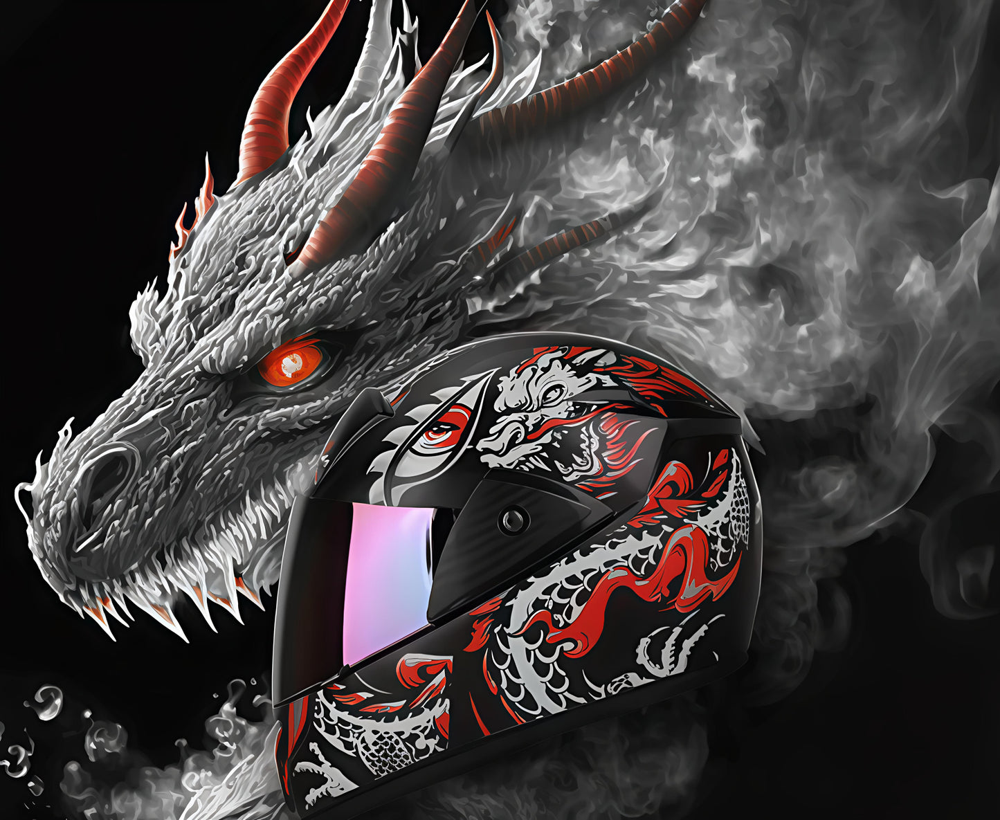 Shadow Fang Helmet – Futuristic Dragon Full-Face Helmet (Black Edition)
