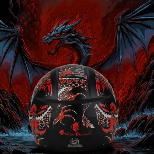 Inferno Fang Apex – Futuristic Dragon Full-Face Helmet (Limited Red Edition)