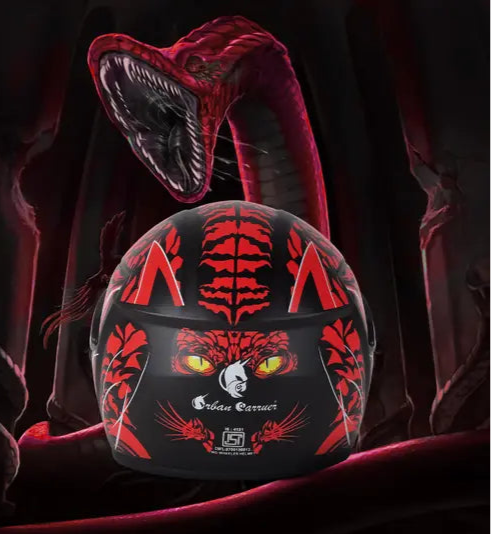 Infernal Wyrm Blaze Helmet – Futuristic Neon Full-Face Helmet (Red Edition)