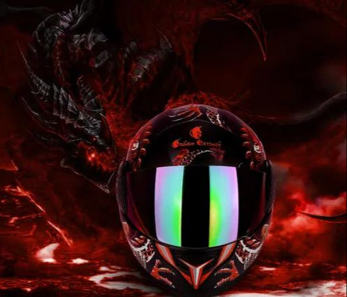 Inferno Fang Apex – Futuristic Dragon Full-Face Helmet (Limited Red Edition)