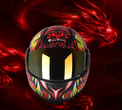 Infernal Wyrm Blaze Helmet – Futuristic Neon Full-Face Helmet (Red Edition)