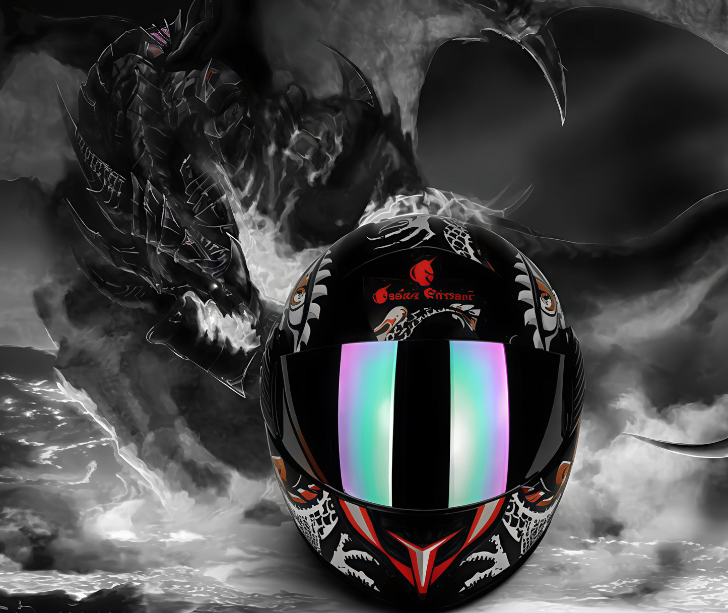 Shadow Fang Helmet – Futuristic Dragon Full-Face Helmet (Black Edition)