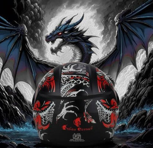 Shadow Fang Helmet – Futuristic Dragon Full-Face Helmet (Black Edition)