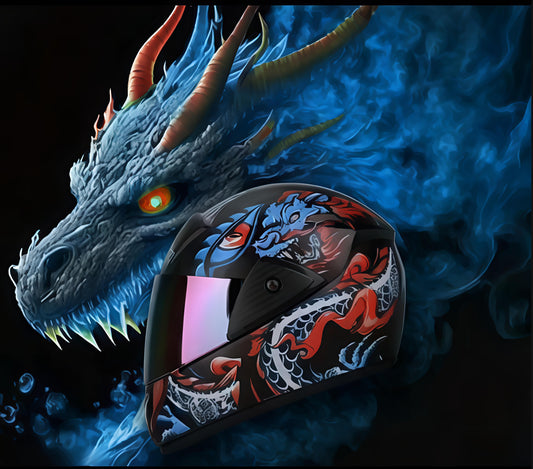 Ice Dragon Phantom Motorcycle Helmet – Frost-Blue Full-Face Armor