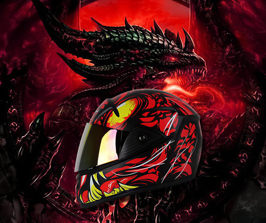 Infernal Wyrm Blaze Helmet – Futuristic Neon Full-Face Helmet (Red Edition)