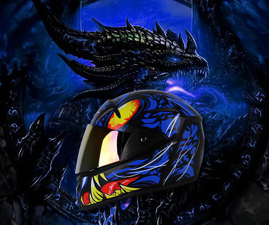 Glacier Fang Helmet – Futuristic Neon Full-Face Helmet (Blue Edition)