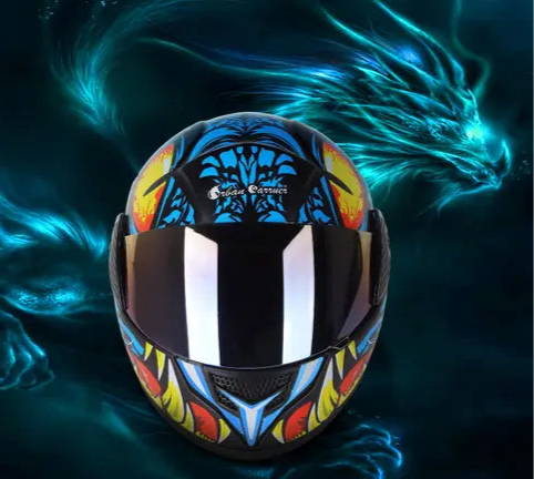 Cosmic Dragon Blaze Helmet – Futuristic Neon Full-Face Helmet